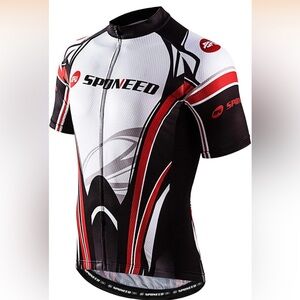 SPOPEED Men's Black and Red Cycling Jersey